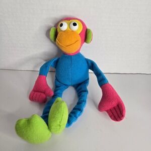 Tiny Love Monkey Multicolor Colorblock Rattle Plush Small 9" Baby Toy Big Eyes